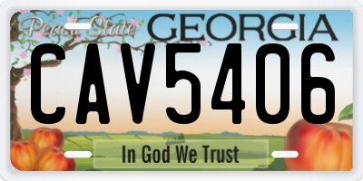 GA license plate CAV5406