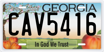 GA license plate CAV5416