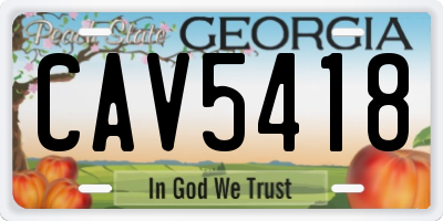 GA license plate CAV5418