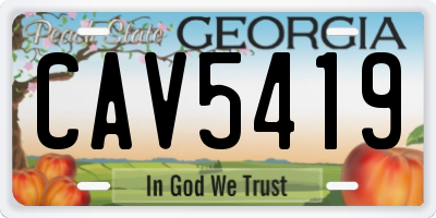 GA license plate CAV5419