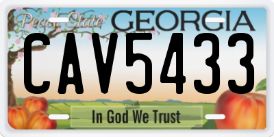 GA license plate CAV5433