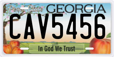 GA license plate CAV5456