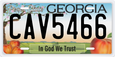 GA license plate CAV5466