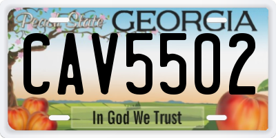 GA license plate CAV5502