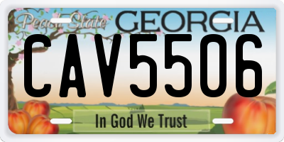 GA license plate CAV5506