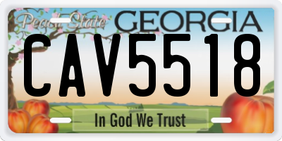 GA license plate CAV5518