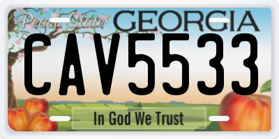 GA license plate CAV5533