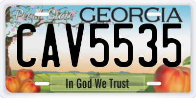 GA license plate CAV5535