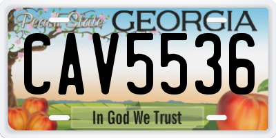 GA license plate CAV5536