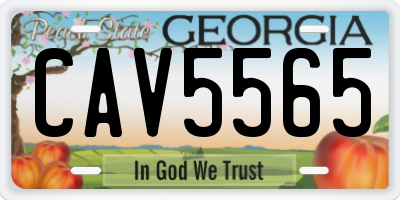 GA license plate CAV5565