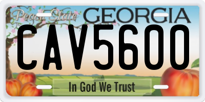 GA license plate CAV5600