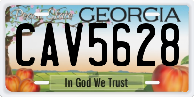 GA license plate CAV5628