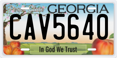 GA license plate CAV5640