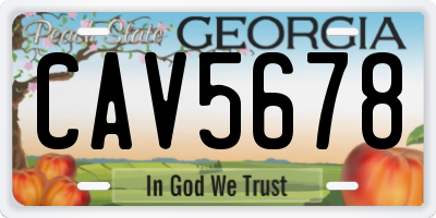 GA license plate CAV5678