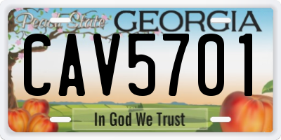 GA license plate CAV5701