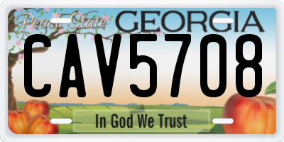 GA license plate CAV5708