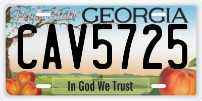 GA license plate CAV5725