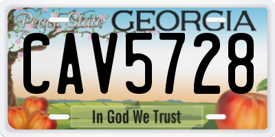 GA license plate CAV5728