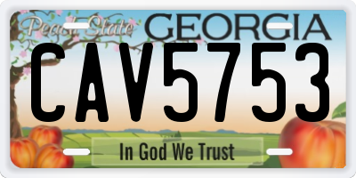 GA license plate CAV5753