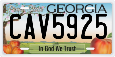 GA license plate CAV5925