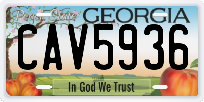 GA license plate CAV5936