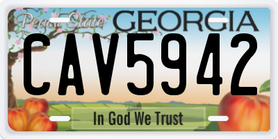 GA license plate CAV5942