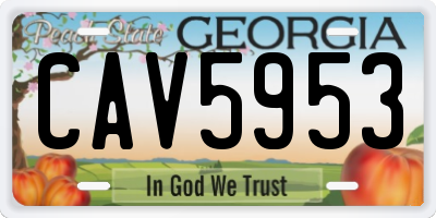 GA license plate CAV5953