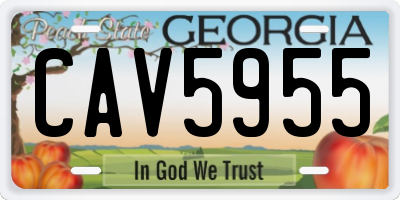 GA license plate CAV5955