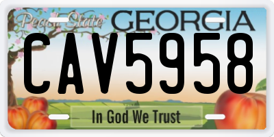 GA license plate CAV5958