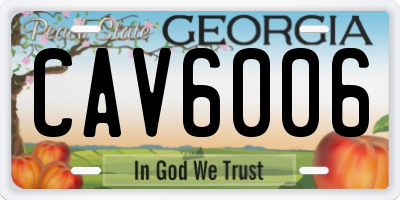 GA license plate CAV6006