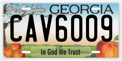 GA license plate CAV6009