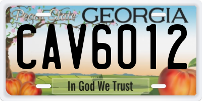 GA license plate CAV6012