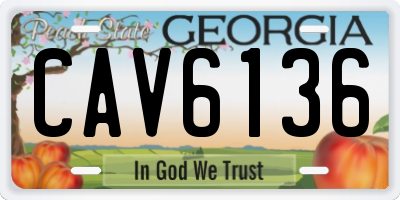 GA license plate CAV6136
