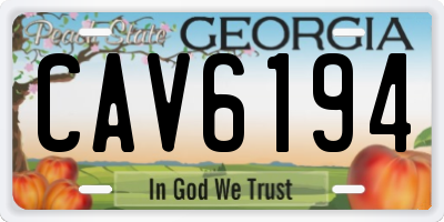 GA license plate CAV6194