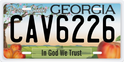 GA license plate CAV6226