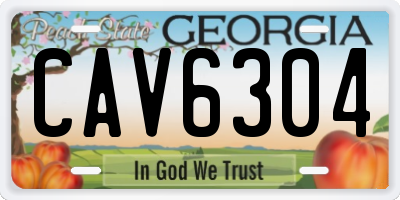 GA license plate CAV6304