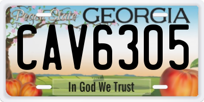 GA license plate CAV6305