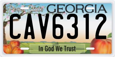 GA license plate CAV6312