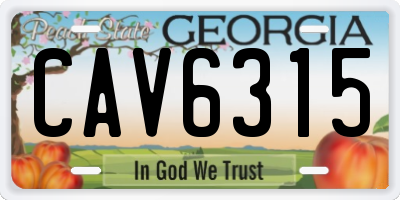 GA license plate CAV6315
