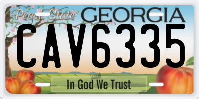 GA license plate CAV6335