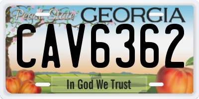 GA license plate CAV6362