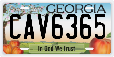 GA license plate CAV6365