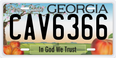 GA license plate CAV6366