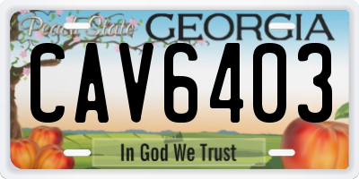 GA license plate CAV6403