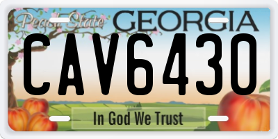 GA license plate CAV6430