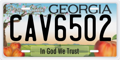 GA license plate CAV6502