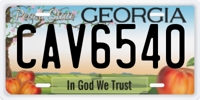 GA license plate CAV6540