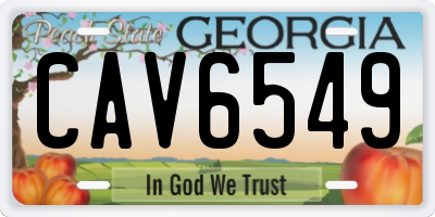 GA license plate CAV6549