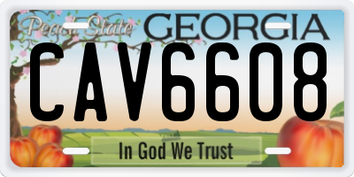 GA license plate CAV6608