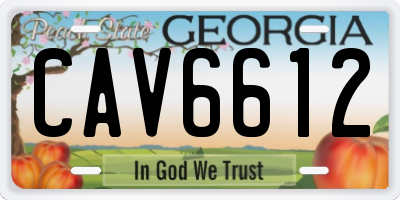 GA license plate CAV6612